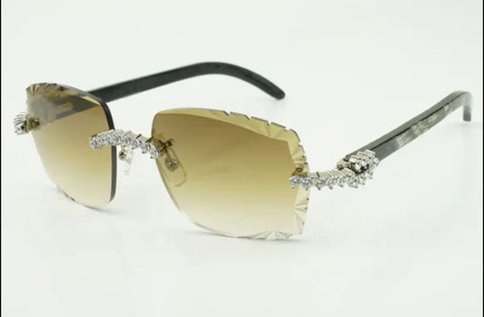 ⭐️ Black Buffalo Horn Sunglasses Size 58 Henny Lenses Big Stones (50 Pointers)