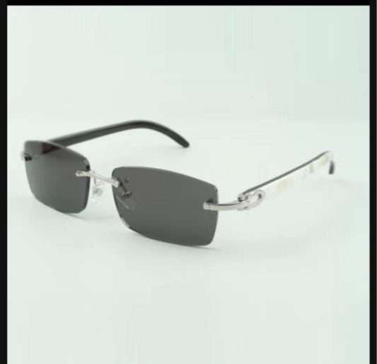 ⭐️ White Buffalo Horn Sunglasses Size 56 Black Lenses
