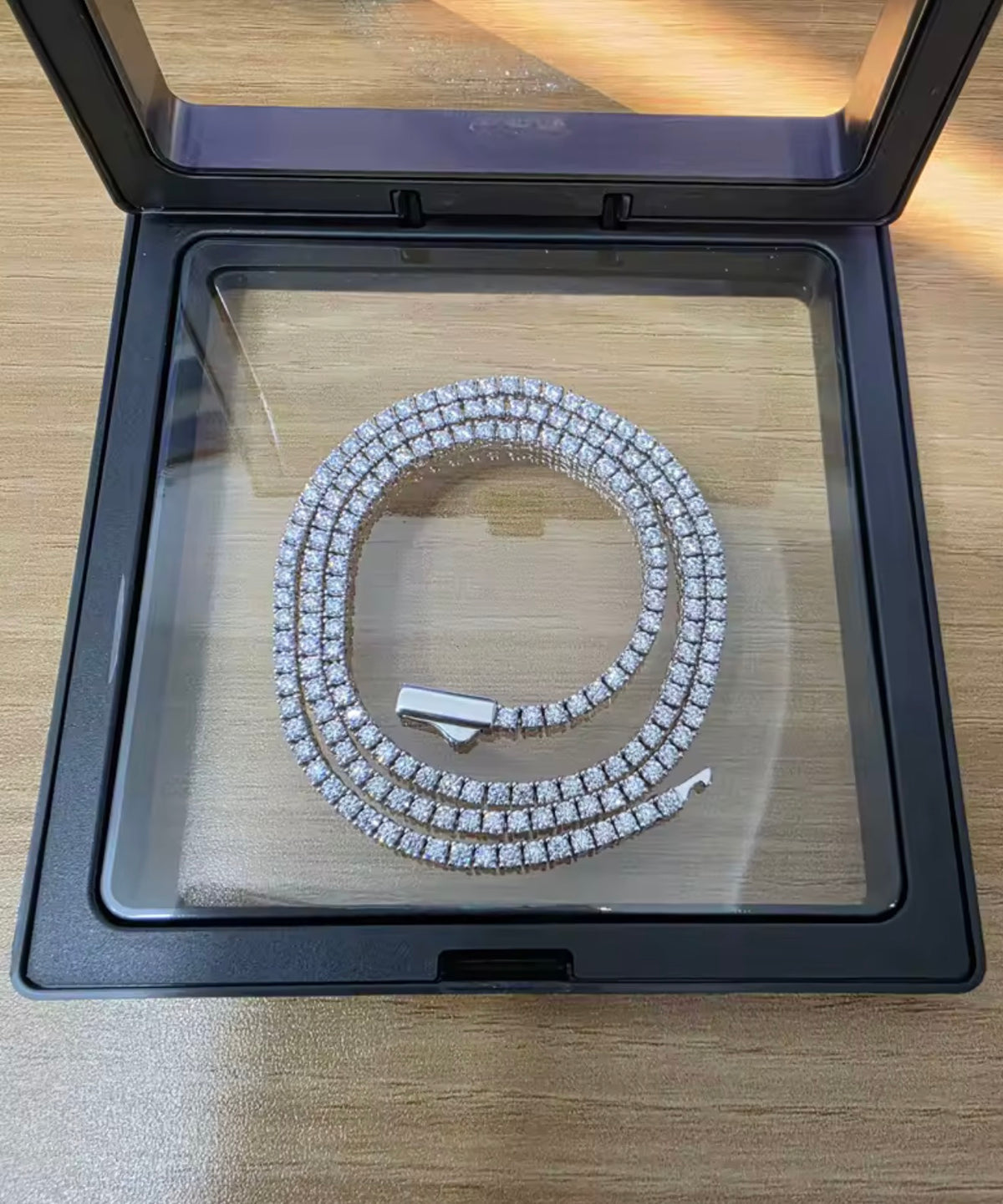 Unisex 3mm VVS1 Moissanite Tennis Necklace S925 Silver  For Men Women Pass Diamonds Test