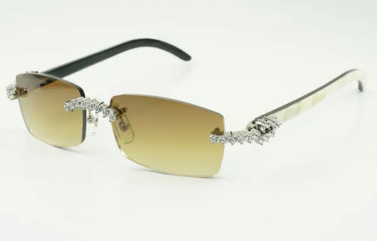 ⭐️White Buffalo Horn Sunglasses Size 56 Henny Lenses & 50 Pointer Stones