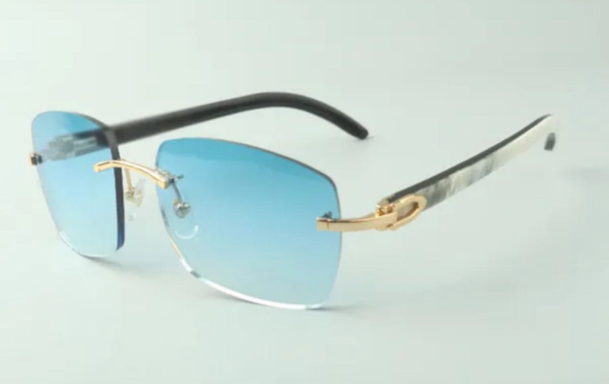 ⭐️ White Buffalo Horn Sunglasses Size 58 Blue Lenses