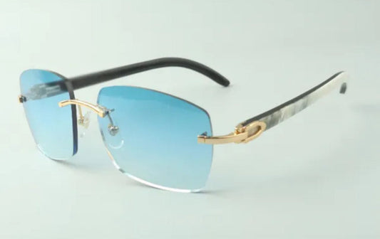 ⭐️ White Buffalo Horn Sunglasses Size 58 Blue Lenses