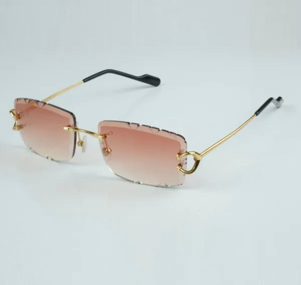 ⭐️ Wire Big C Sunglasses Size 58 Red Diamond Cut Lenses