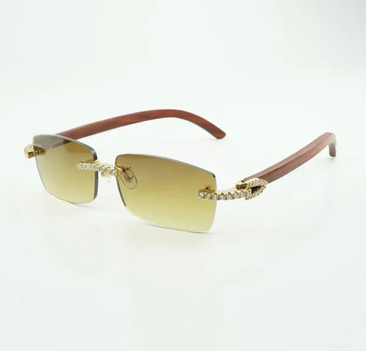 ⭐️Wood Sunglasses Moissanite VVS Clarity Stones 💎Size 56 Henny Lenses