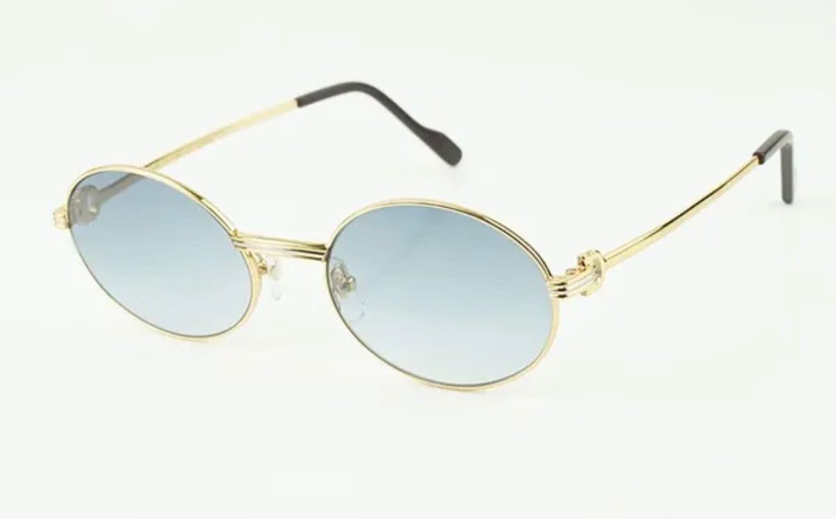 Wire Big C Sunglasses Size 55 Blue Lenses