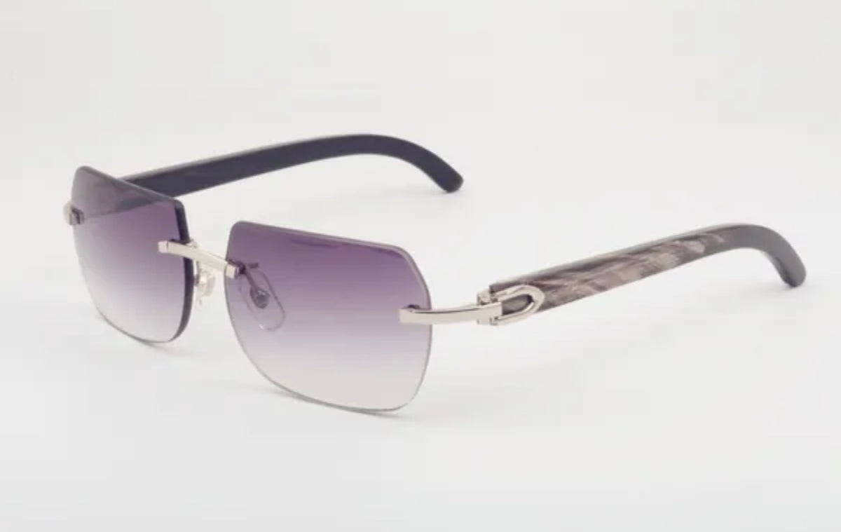 ⭐️ Black Buffalo Horn Sunglasses Size 58 Grey Lenses