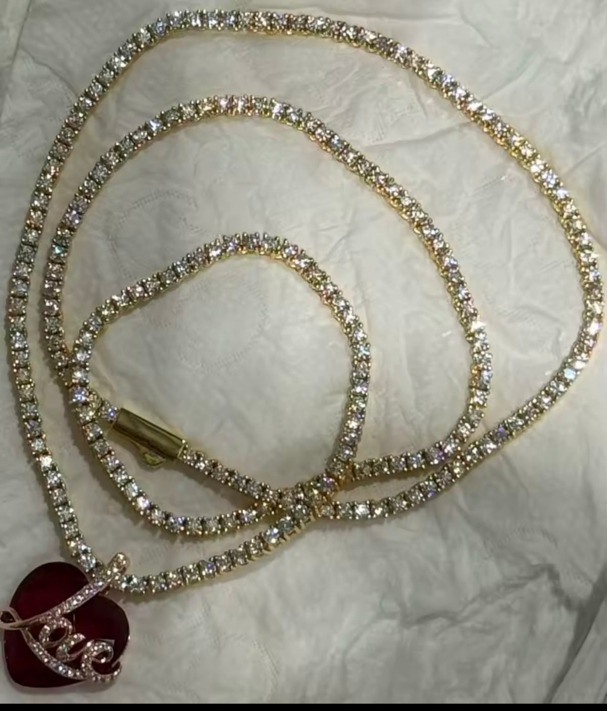 Unisex 3mm VVS1 Moissanite Tennis Necklace Gold Over S925 Silver  For Men Women Pass Diamonds Test