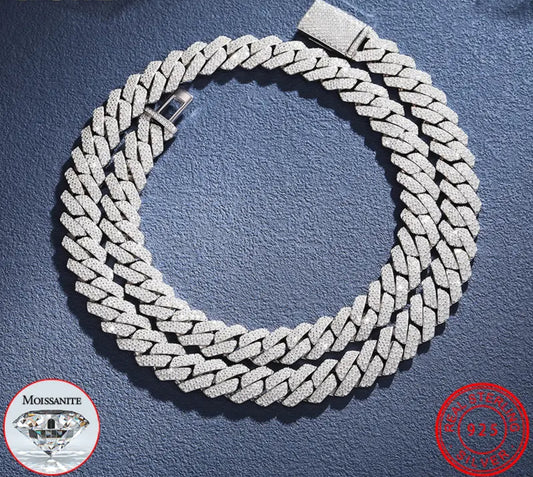 14mm 20” Vvs Clarity Moissanite Cuban Link Necklace