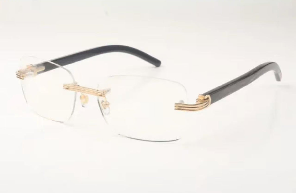 ⭐️ Black Buffalo Horn Sunglasses Size 56 Clear Lenses (Newer Model)