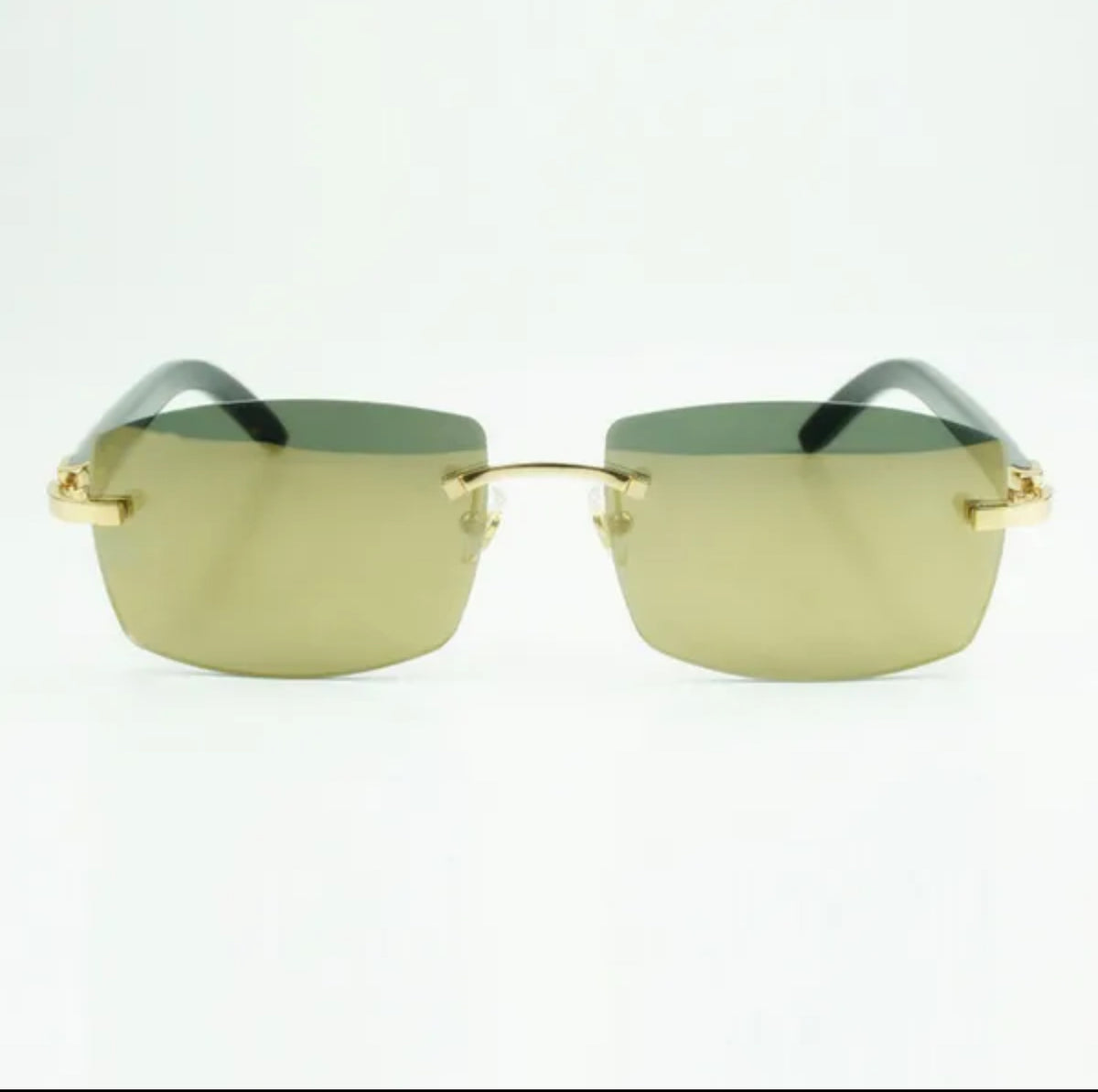 White Buffalo Horn Sunglasses Flat C Size 56 Gold Mirror Tint Lenses
