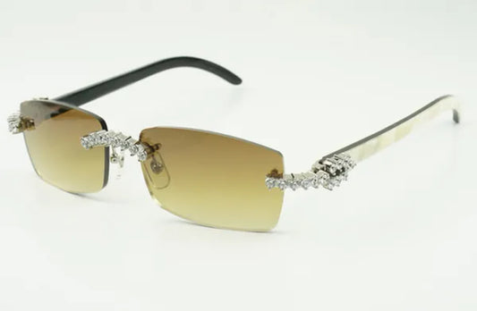 ⭐️ White Buffalo Horn Sunglasses Size 56 Henny Lenses Big Stones