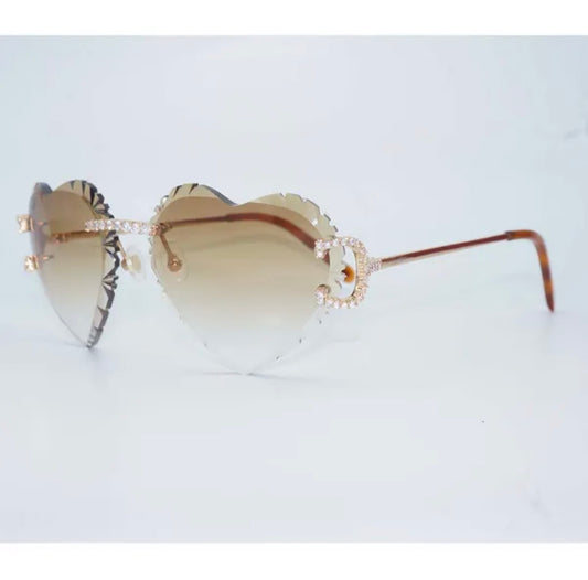 Wire C Sunglasses Moissanite Stones Size 56 Henny Heart Lenses