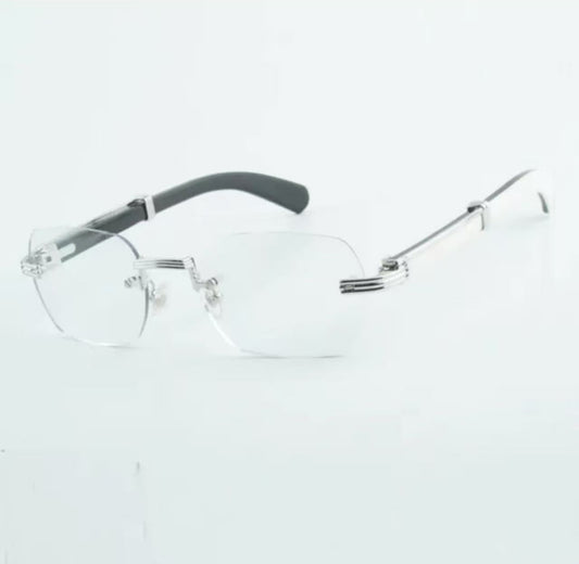 White Buffalo Horn Glasses Size 53 Clear Lenses (Newer Model)