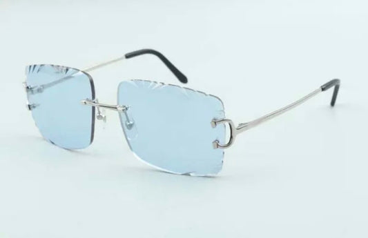 ⭐️ Wire C Sunglasses Size 58 Blue Diamond Cut Lenses
