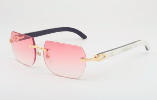 ⭐️ White Buffalo Horn Sunglasses Size 58 Red Lenses