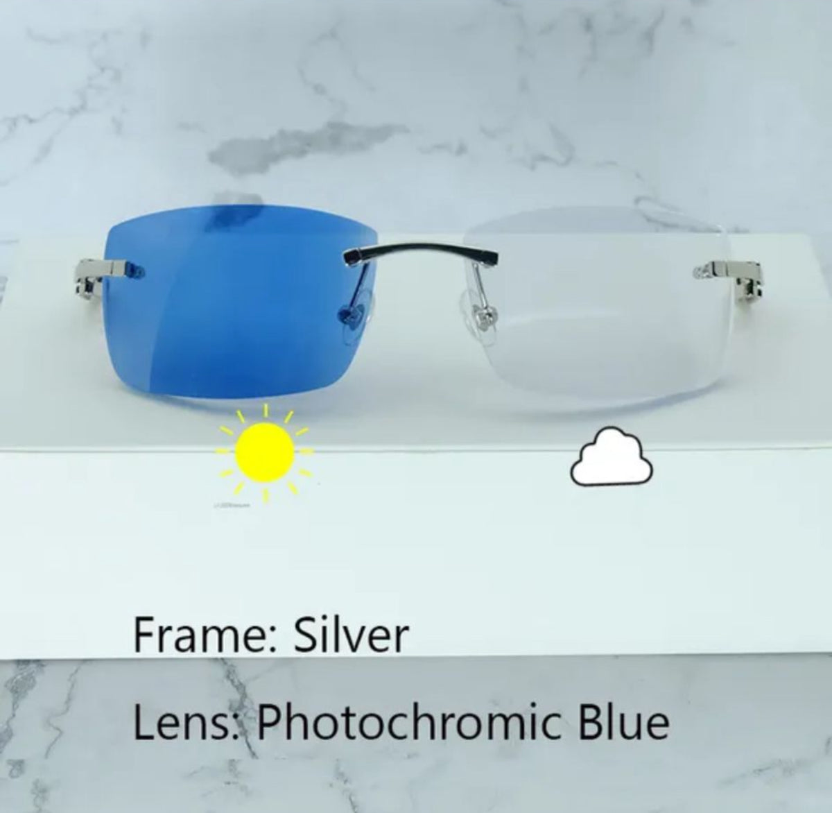 ⭐️White Buffalo Horn Glasses Gold Frame Size 56 Transitional Clear  To Blue Lenses
