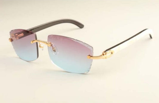 ⭐️ White Buffalo Horn Sunglasses Size 57 Purple And Blue Lenses
