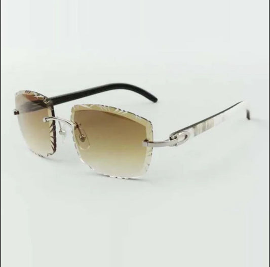 ⭐️ White Buffalo Horn Sunglasses Size 58 Carved Henny Lenses