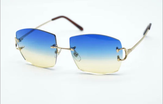 ⭐️ Wire Big C Sunglasses Size 60 Blue And Yellow Lenses