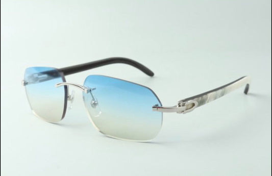 ⭐️ White Buffalo Horn Sunglasses Size 56 Blue Lenses
