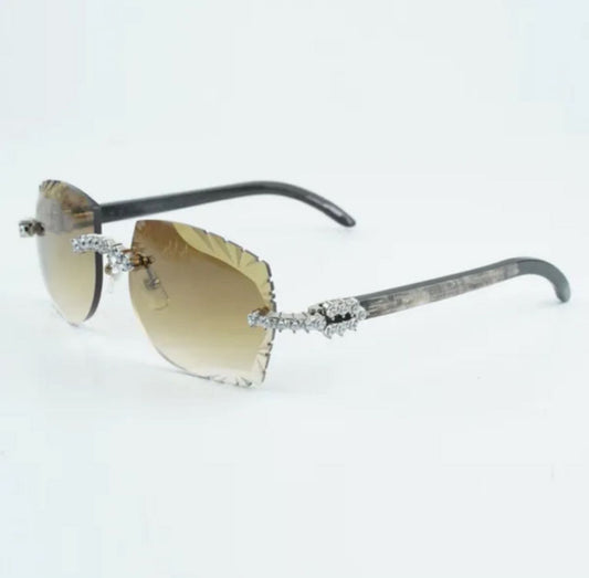 ⭐️ Black Buffalo Horn Sunglasses Size 58 Henny Lenses Big Stones (50 Pointers)