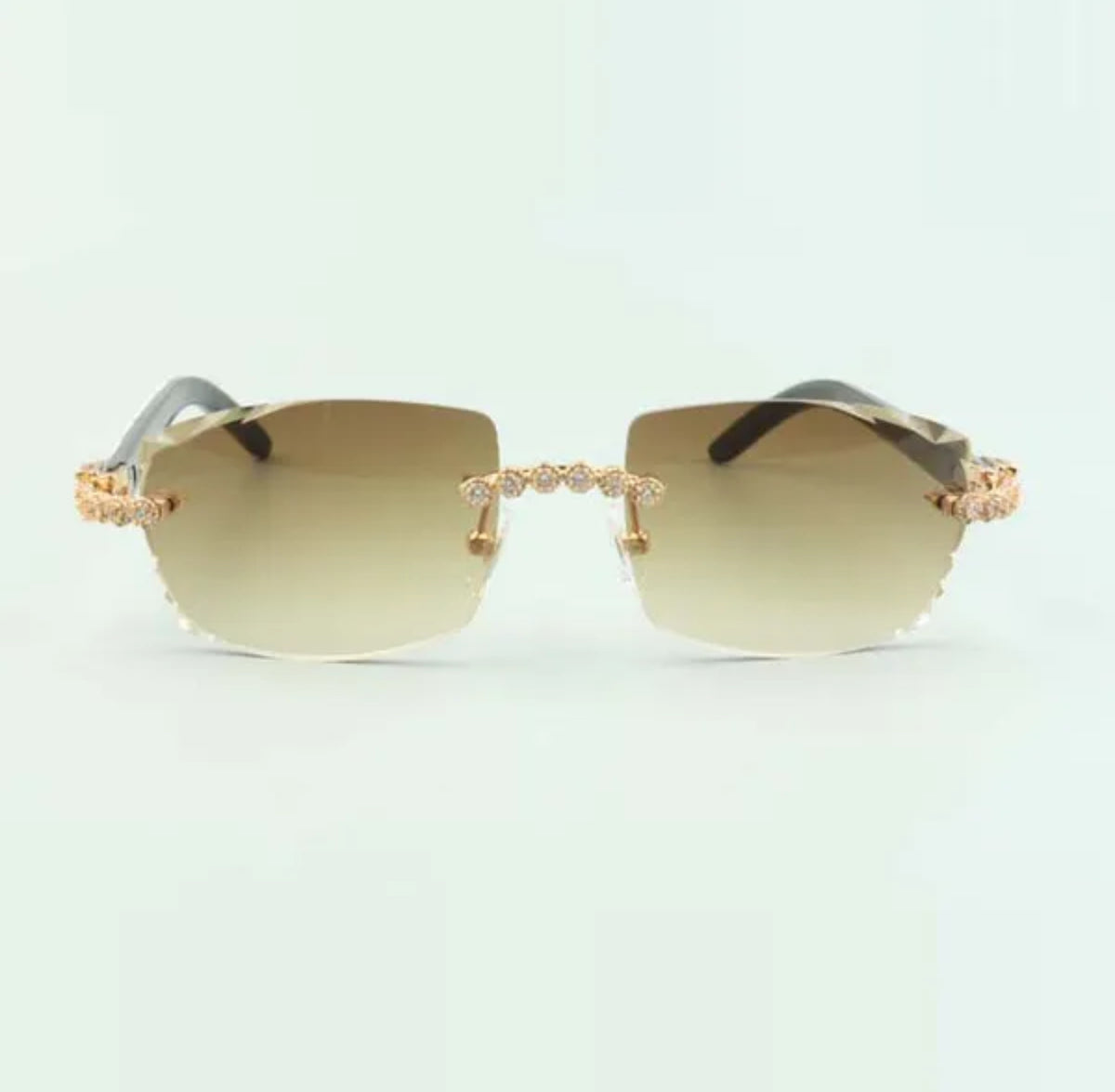 ⭐️White Buffalo Horn Sunglasses Cz Stones Size 57 Henny Lenses