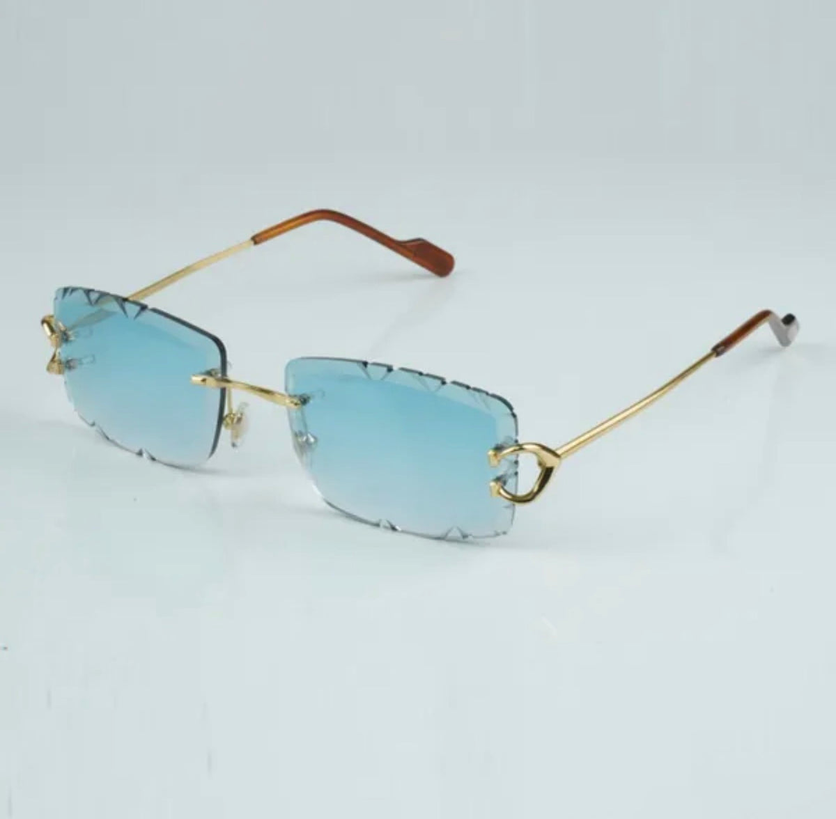 ⭐️ Wire Big C Sunglasses Size 58 Blue Diamond Cut Lenses