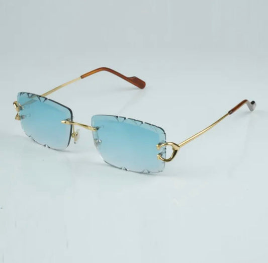 ⭐️ Wire Big C Sunglasses Size 58 Blue Diamond Cut Lenses