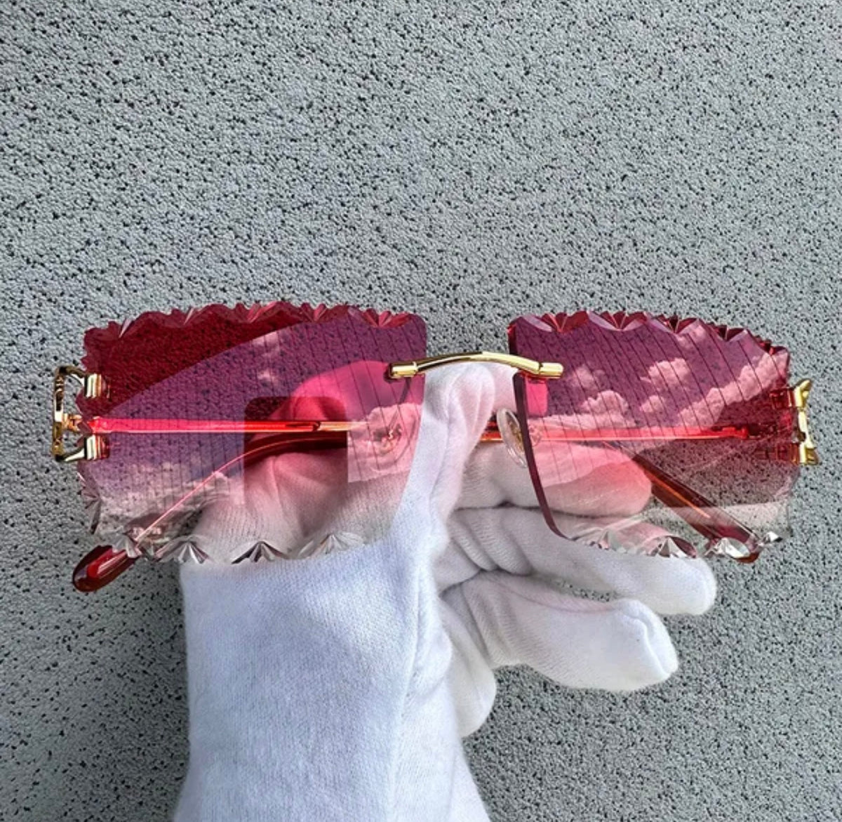 Wire Big C Sunglasses Size 56 Carved Lenses