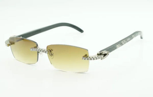 Black Buffalo Horn Sunglasses VVS Moissanite Stones Size 56 Henny  Lenses
