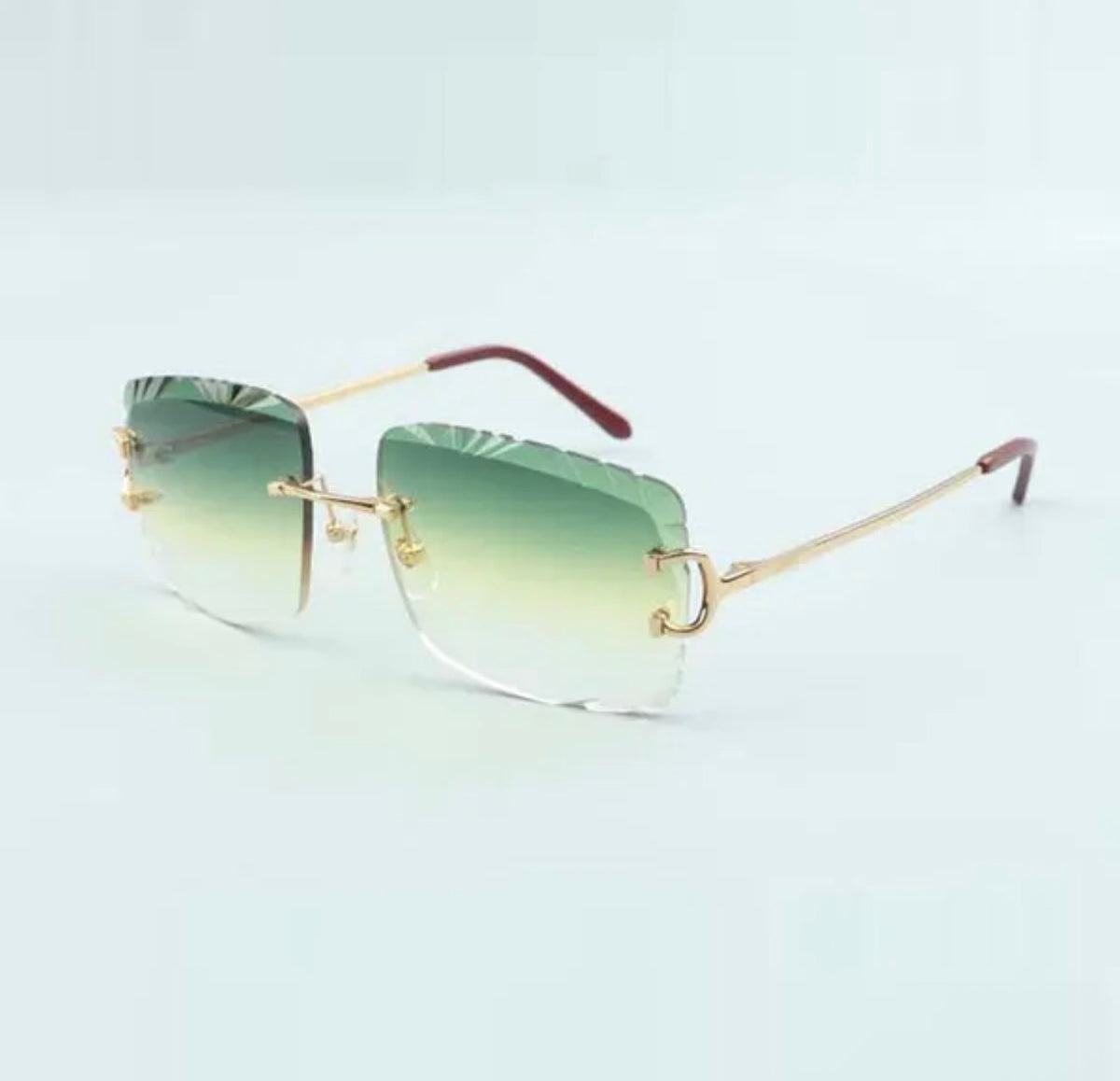 ⭐️ Wire C Sunglasses Size 58 Green And Yellow Diamond Cut Lenses