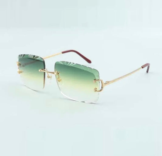 ⭐️ Wire C Sunglasses Size 58 Green And Yellow Diamond Cut Lenses