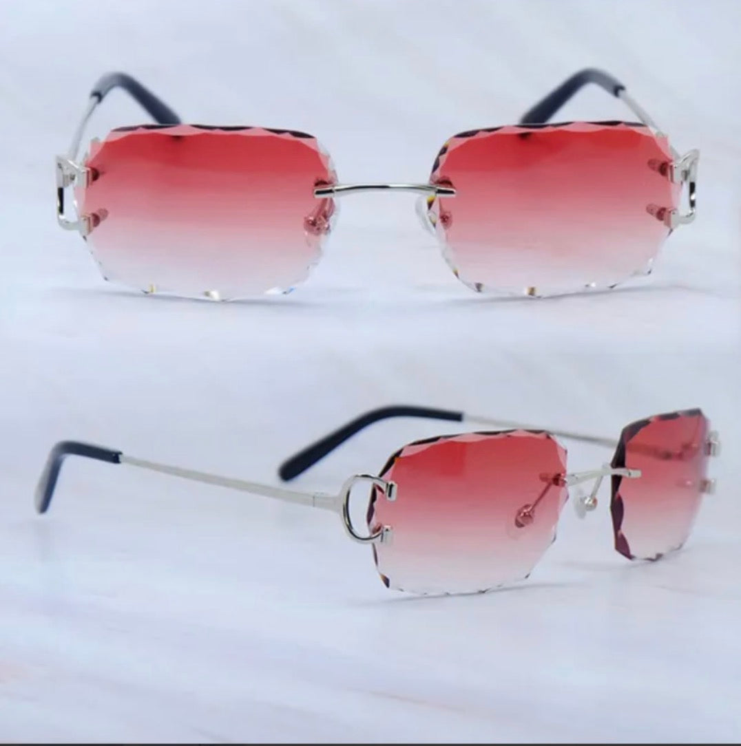 Wire C Sunglasses Size 56 Red Lenses