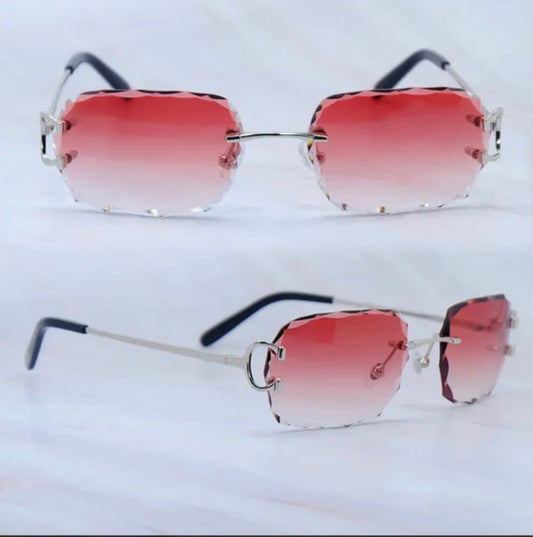 Wire C Sunglasses Size 56 Red Lenses