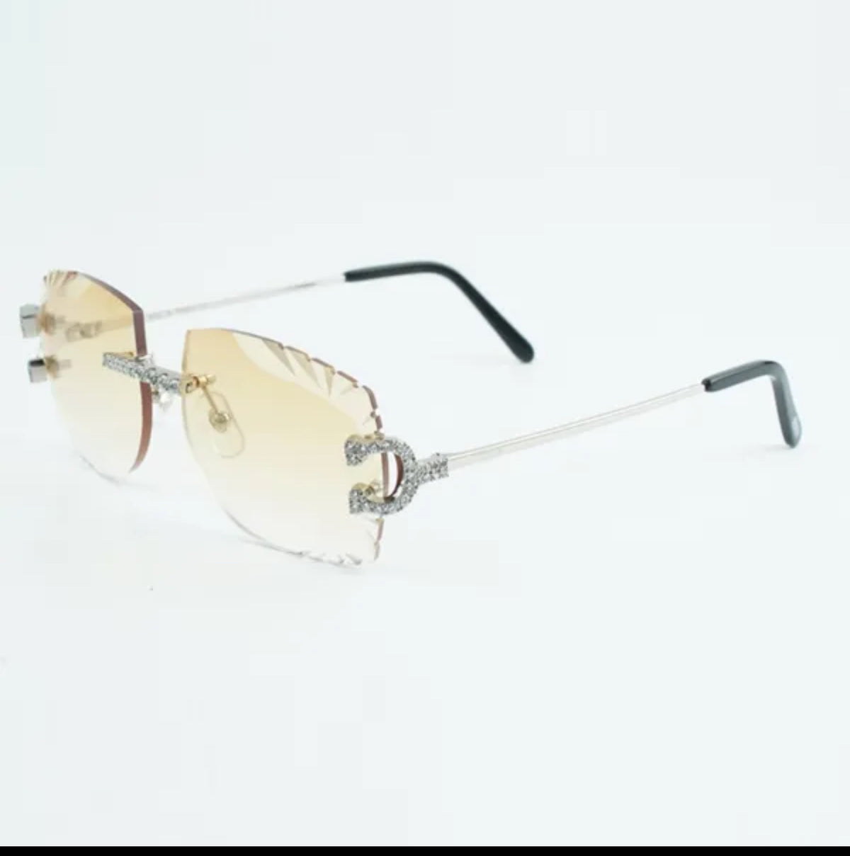 ⭐️ Wire Big C Sunglasses Size 58 Carved Henny Lenses Cz Stones