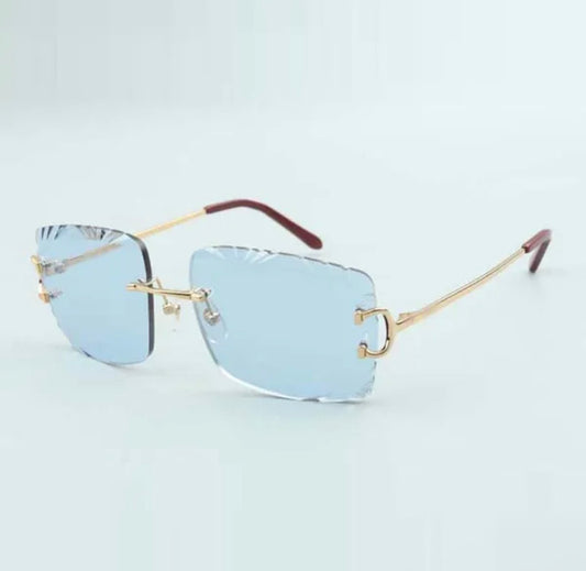 ⭐️ Wire C Sunglasses Size 58 Blue Diamond Cut Lenses