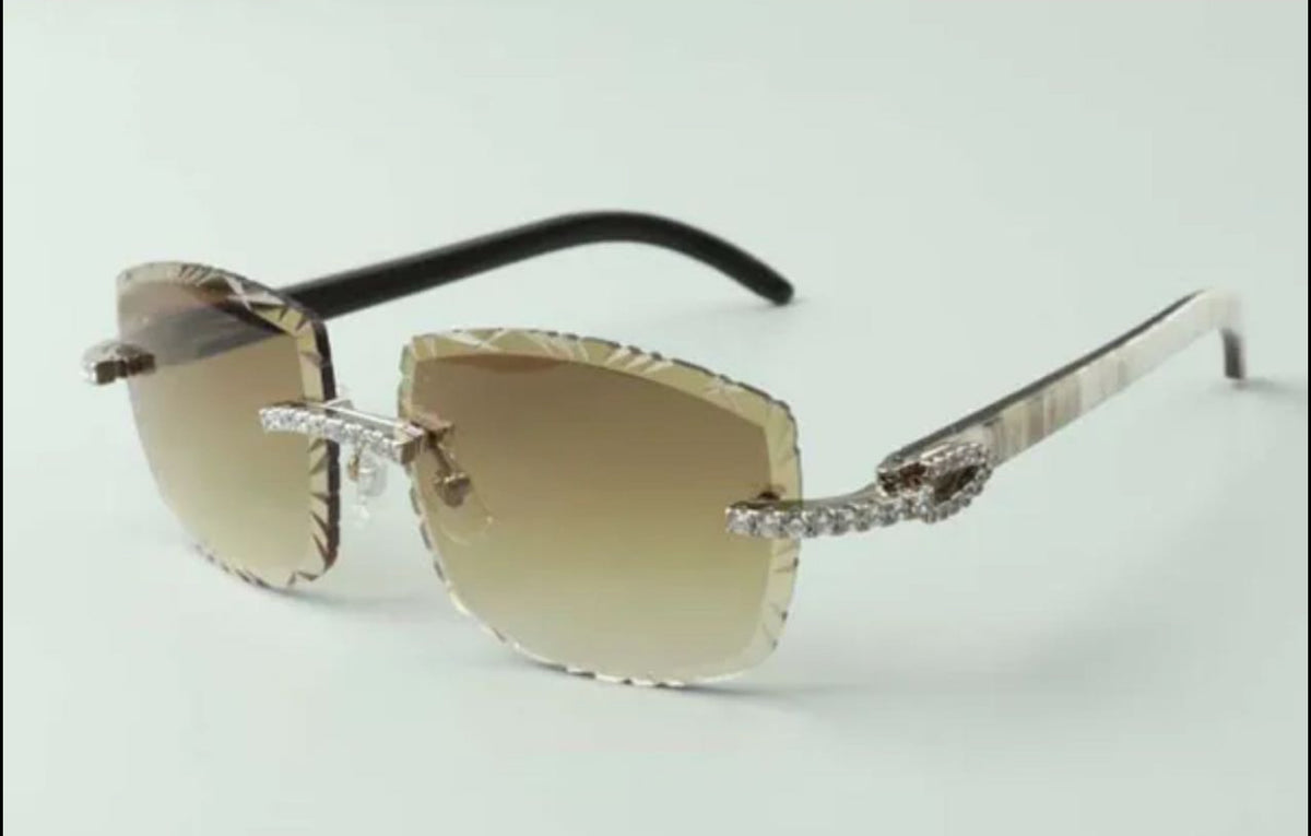 ⭐️ White Buffalo Horn Sunglasses Size 58 Henny Diamond Cut Lenses