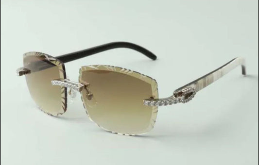 ⭐️ White Buffalo Horn Sunglasses Size 58 Henny Diamond Cut Lenses