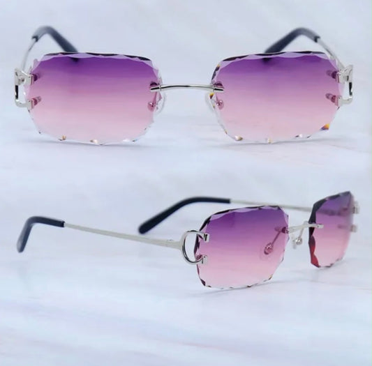Wire C Sunglasses Size 56 Purple And Pink Lenses