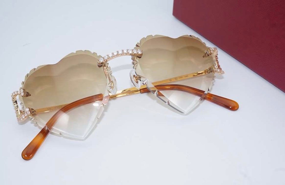 Wire C Sunglasses Moissanite Stones Size 56 Henny Heart Lenses