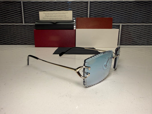 ⭐️Wire C Sunglasses Size 56 Blue Diamond Cut Lenses