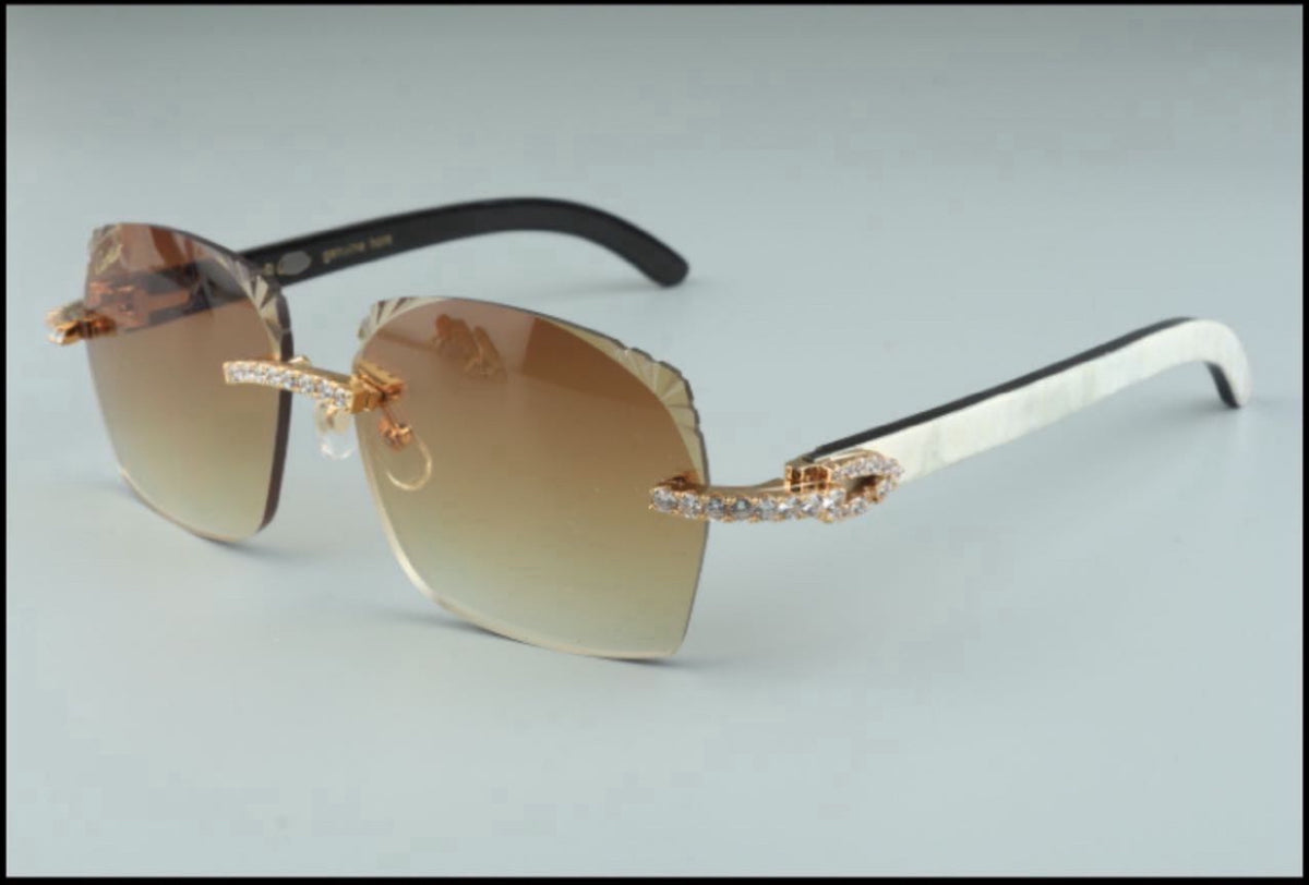 ⭐️ White Buffalo Horn Sunglasses Cz Stones Size 58 Henny Lenses
