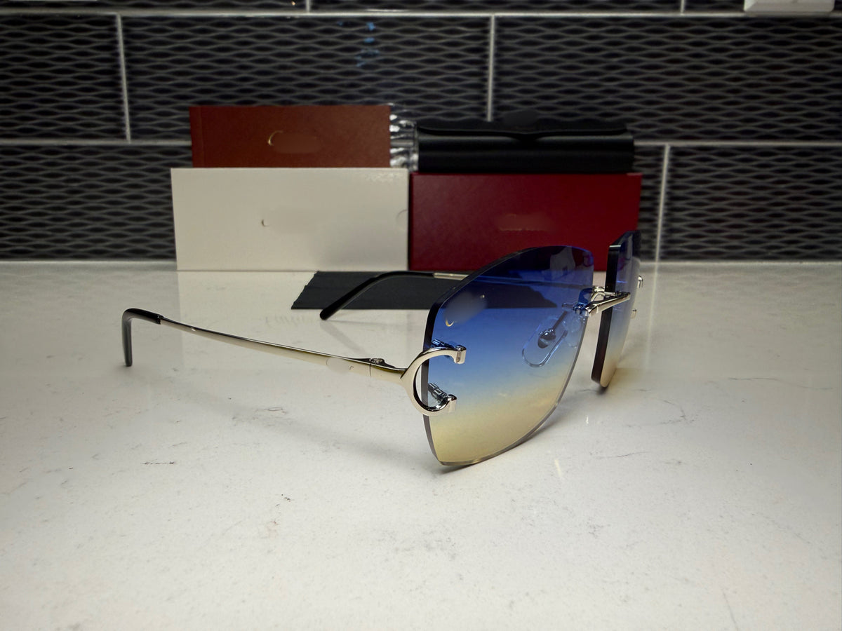 ⭐️ Wire Big C Sunglasses Size 60 Blue And Yellow Lenses