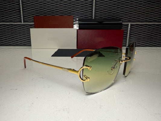⭐️Wire Big C Sunglasses Size 60 Green And Yellow Lenses