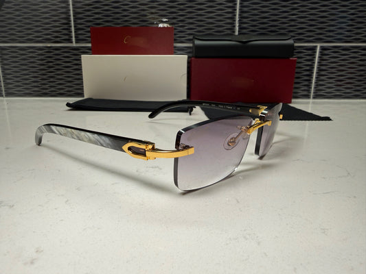 White Buffalo Horn Sunglasses Size 56 Grey Lenses (Heavy Marble)