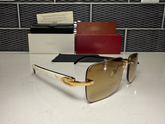 ⭐️ White Buffalo Horn Sunglasses Size 58 Henny Lenses