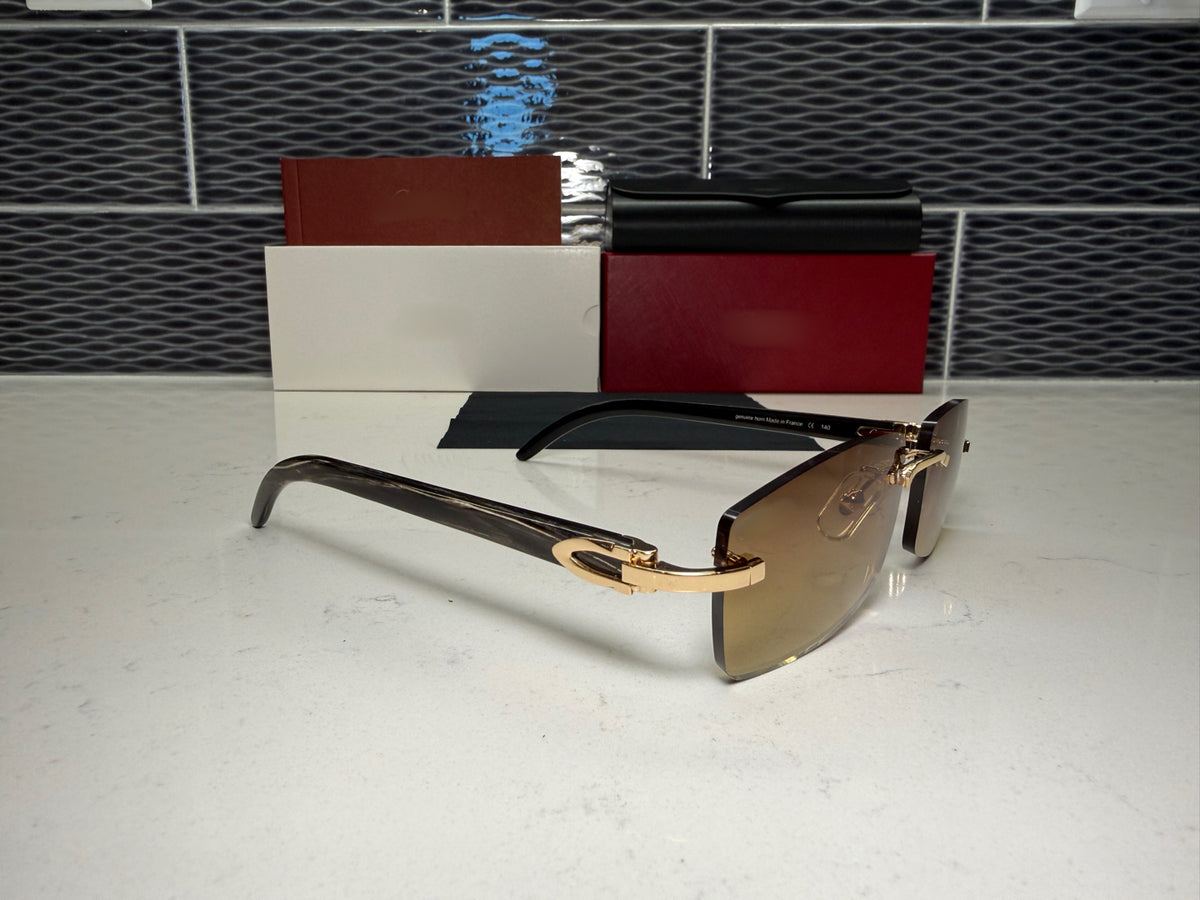 Black Buffalo Horn Sunglasses Size 56 Henny Lenses