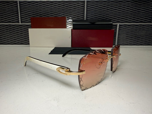 White Buffalo Horn Sunglasses Size 58 Diamond Cut Lenses